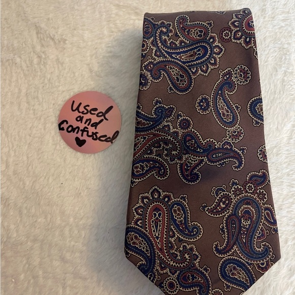 Mario Valentino Brown and Blue Paisley Tie - Picture 1 of 5